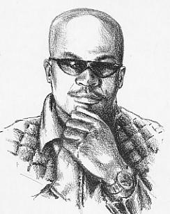 Basil Gabbidon, drawn for the cover of Bass Dance&#39;s 1990 album Loud by brother Colin - bg9