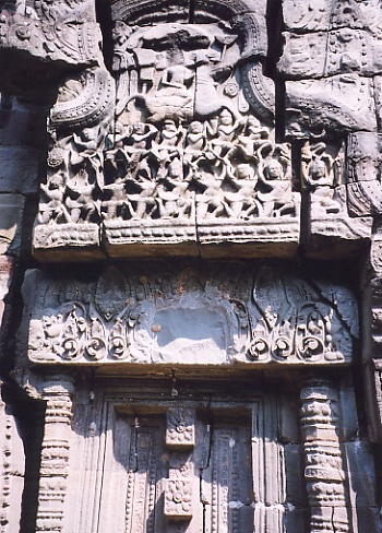 This lively pediment shows Buddha's Great Departure on a horse.